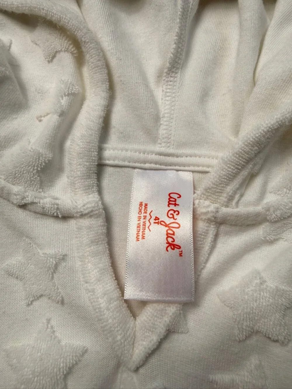 Cat & Jack Girls White Star Terry Hooded Swim Cover Up 4T